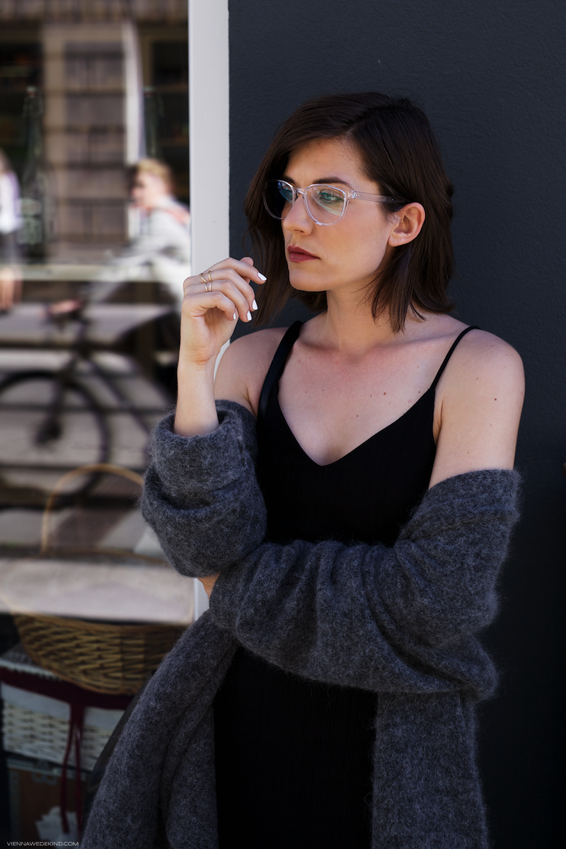 clear glasses & grey knits | More on viennawedekind.com