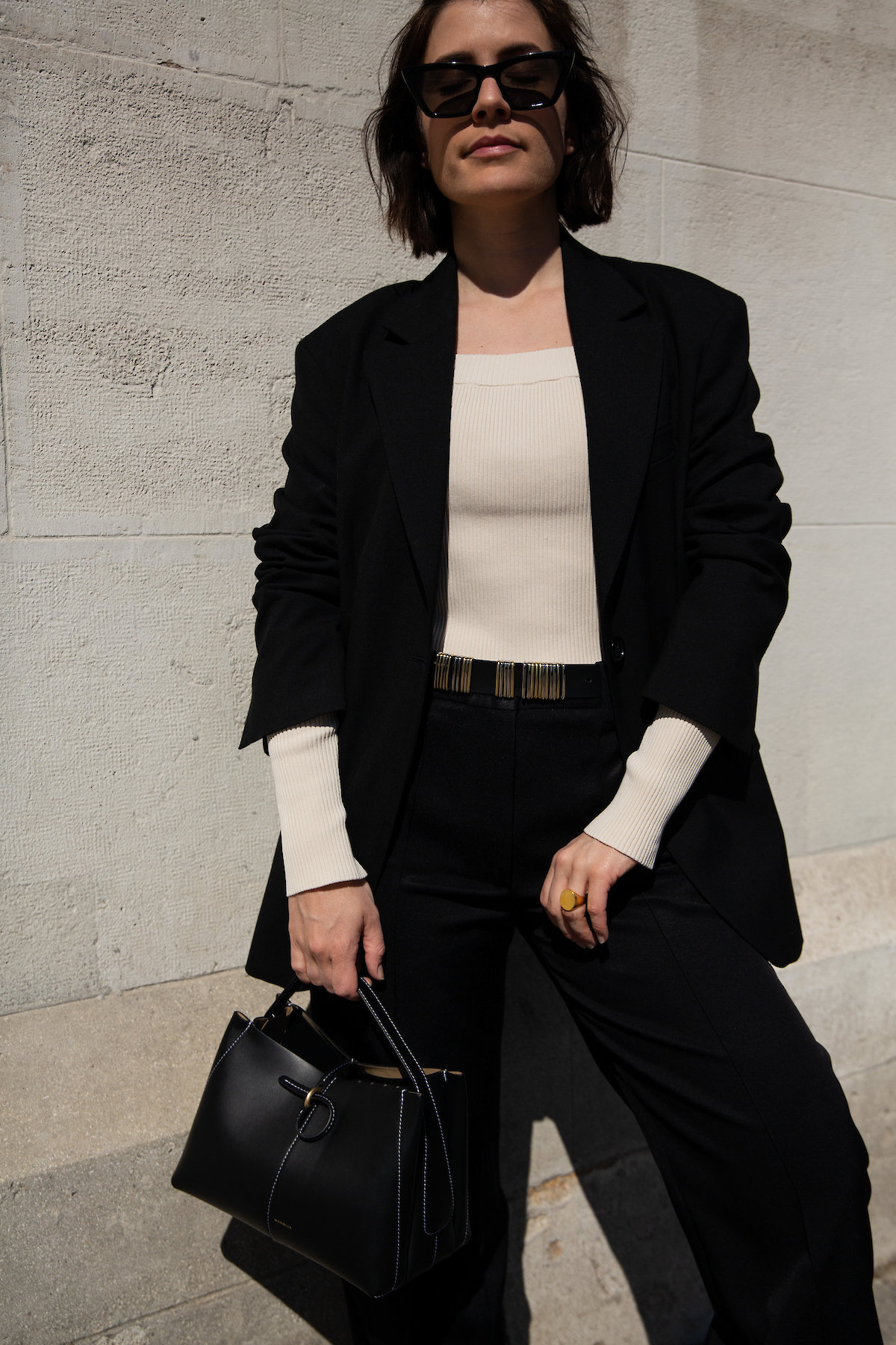 Suit up. I Wandler Ava Tote + Arket Hopsack Blazer + Peter Do Trousers ...
